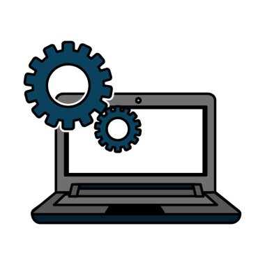 Laptop-in aygıt becerikli alet ve teknoloji Tema izole tasarım vektör çizim