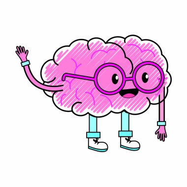 Beyin karikatür ruh sağlığı Tema izole tasarım vektör çizim