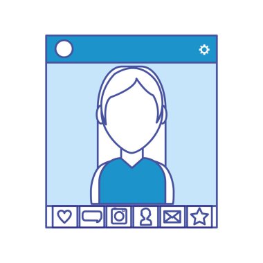 Kız ve sohbet sosyal medya ve çoklu ortam Tema izole tasarım vektör çizim