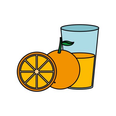 Portakal ve meyve suyu meyve sağlıklı ve organik gıda Tema izole tasarım vektör çizim