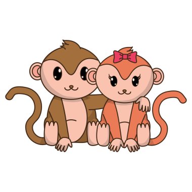 maymun çift sevimli hayvan birlikte