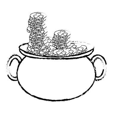 Grunge altın pot kazan içinde para sikke