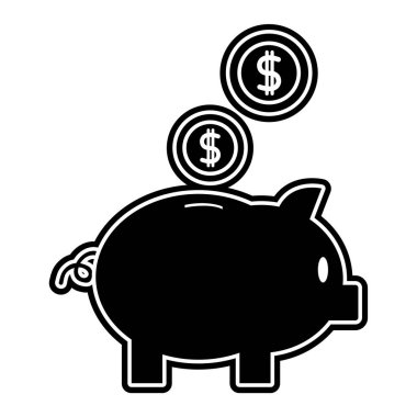siluet domuzcuk Pezosu simgesiyle para ve para kaydetmek için