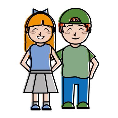 Kız ve erkek karikatür tasarım