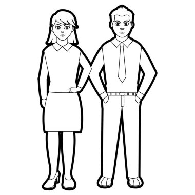 giysilerini ve saç modeli ile zarif iş adamları anahat tasarım