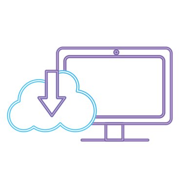 neon çizgi bilgisayar teknolojisi bulut veri indirme ile