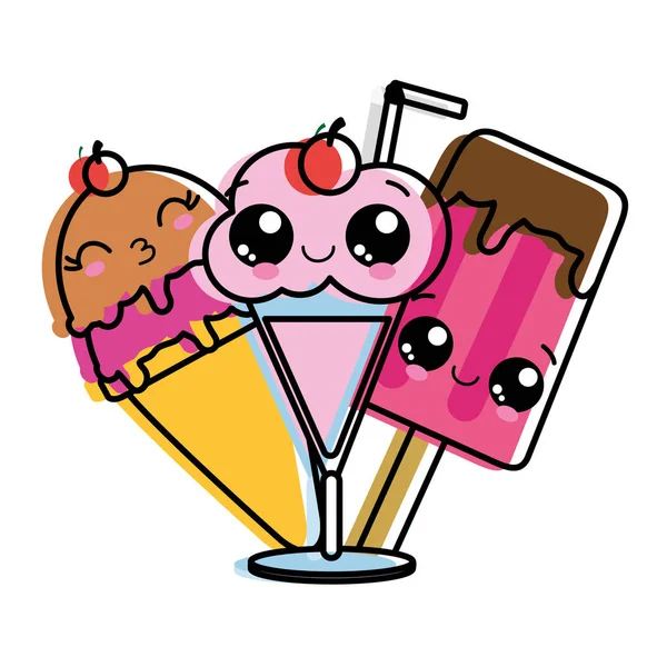 Helado Dulce Postre Tema Alimentos Diseño Aislado Ilustración Vectorial — Vector de stock