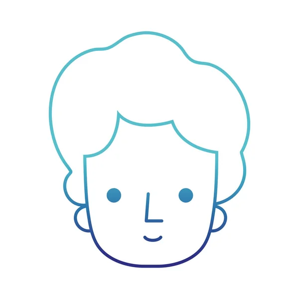 Linha azul homem social cabeça com design hairstyl — Vetor de Stock