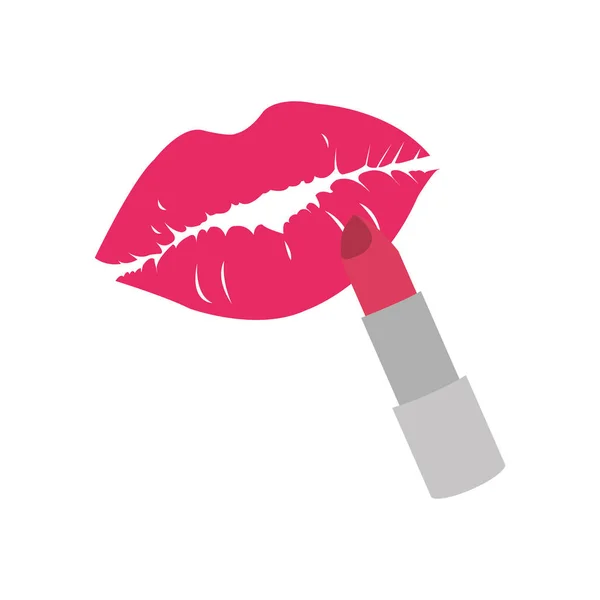 Maquiagem lábios coloridos com produto de batom glamour — Vetor de Stock