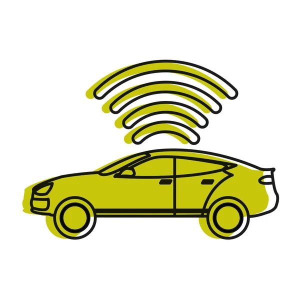 Přesunuto barvy auto transport s digitálním bezdrátovým internetovým připojením — Stockový vektor