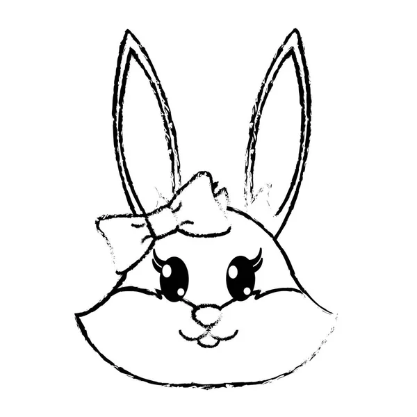 Grunge female rabbit head cute animal — Stock Vector