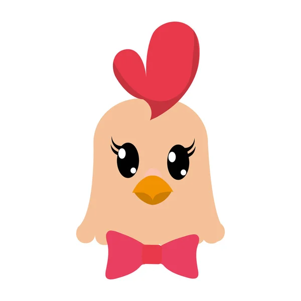 Colorido galinha cabeça bonito animal com fita arco —  Vetores de Stock