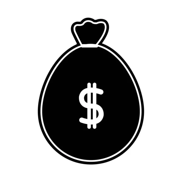 Bolsa de silueta para ahorrar dinero en efectivo con símbolo de peso — Vector de stock