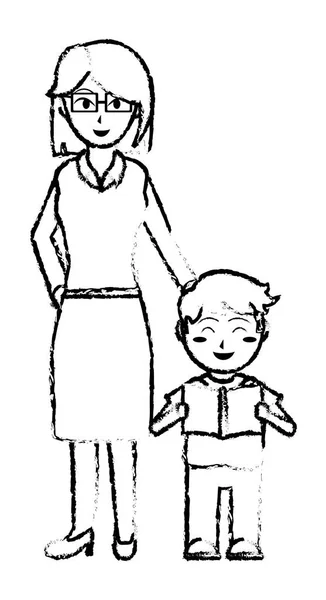 Σχεδιασμός δασκάλα και αγόρι — Διανυσματικό Αρχείο