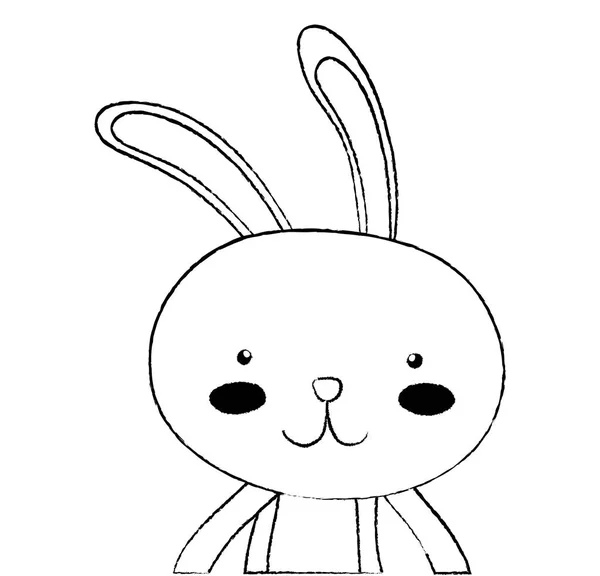 Grunge happy rabbit animal with facial expression — Stock Vector
