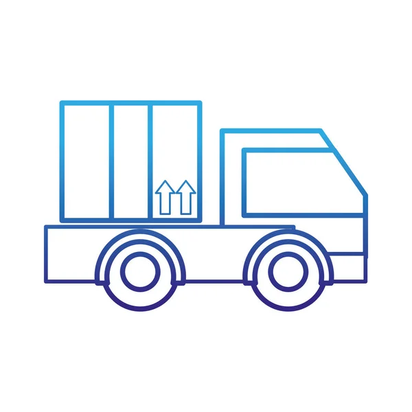 Servicio de camiones de entrega de línea degradada con paquete de negocios — Archivo Imágenes Vectoriales