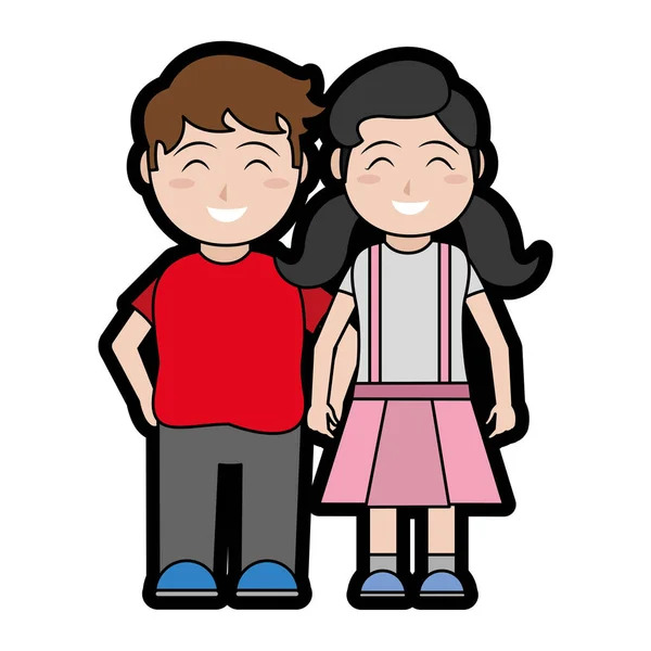 Desenho de desenho animado menino e menina —  Vetores de Stock