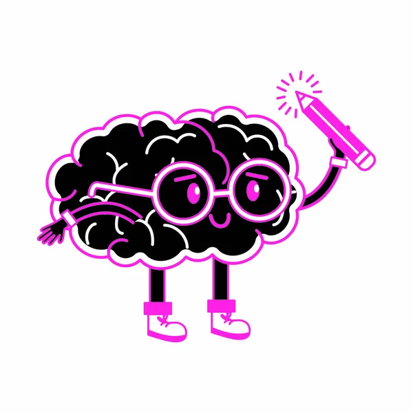 Caricature Cérébrale Thème Santé Mentale Conception Isolée Illustration Vectorielle — Image vectorielle