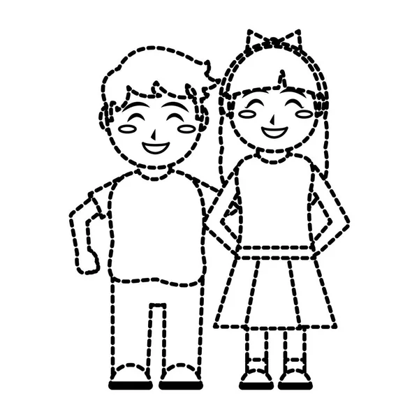 Chica y niño diseño de dibujos animados — Vector de stock