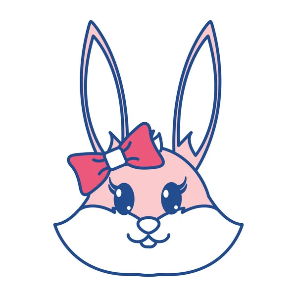 Line color female rabbit head cute animal — Stock Vector