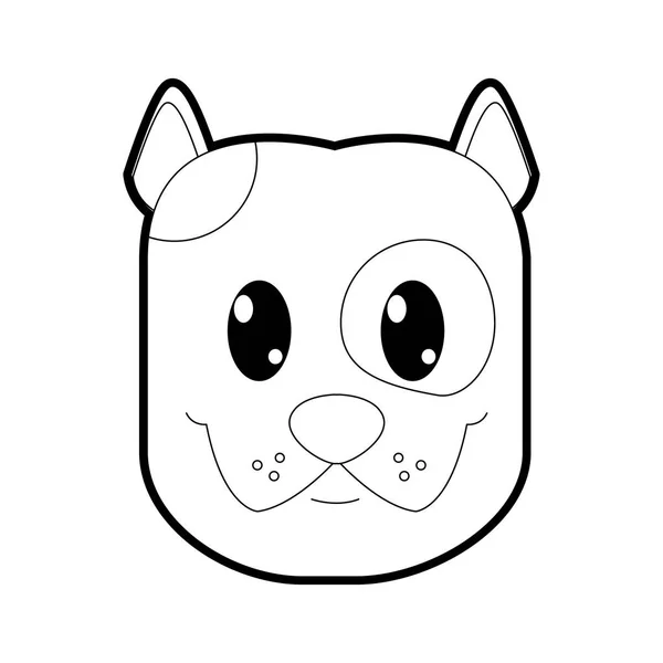 Outline happy dog head cute animal character — Stock Vector