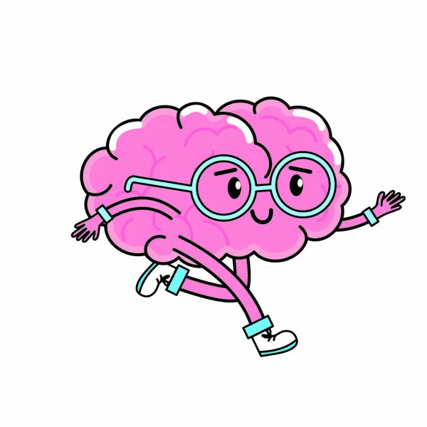 Caricatura Cerebral Del Tema Salud Mental Diseño Aislado Ilustración Vectorial — Vector de stock