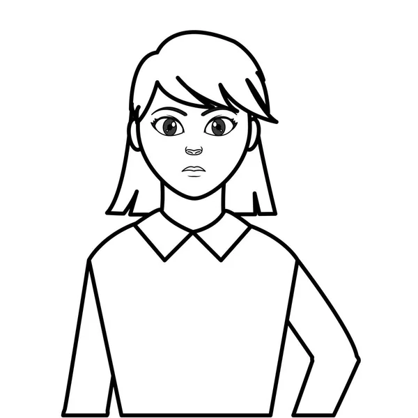 Línea avatar mujer elegante con diseño de blusa — Vector de stock