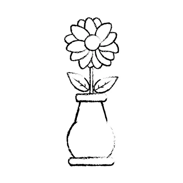 Grunge flower petals with leaves inside crystal jar — Stock Vector