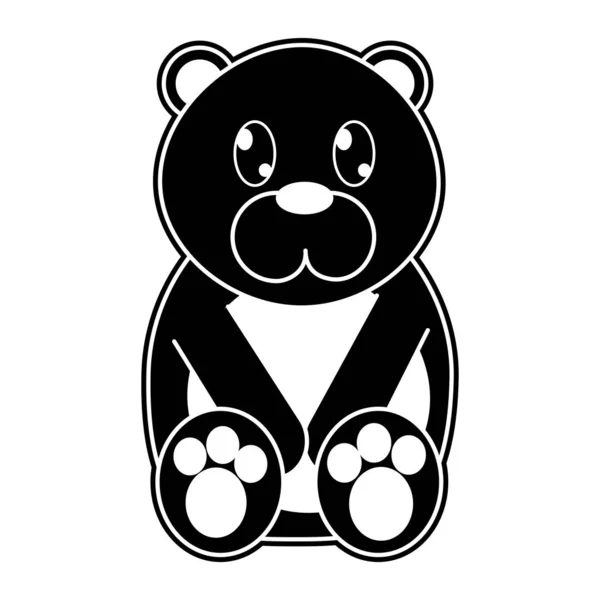 Silhouette bear cute wild animal character — Stock Vector