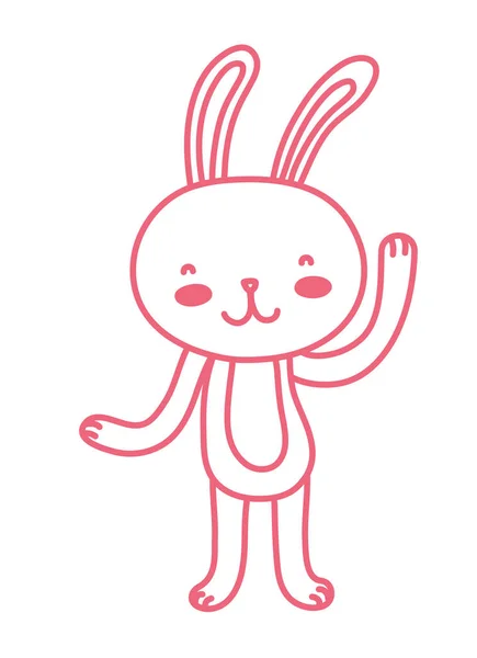 Neon-Linie glücklich Kaninchen Karikatur niedliches Tier — Stockvektor