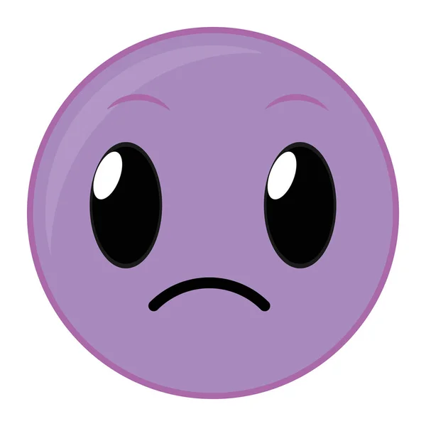 Lila Szomorú arc gesztus emoji kifejezés — Stock Vector