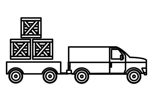 Caja Camión Entrega Envío Logística Tema Diseño Aislado Ilustración Vectorial — Vector de stock