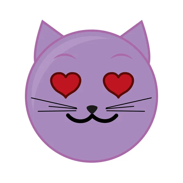 Enamored gato rosto emoji expressão —  Vetores de Stock