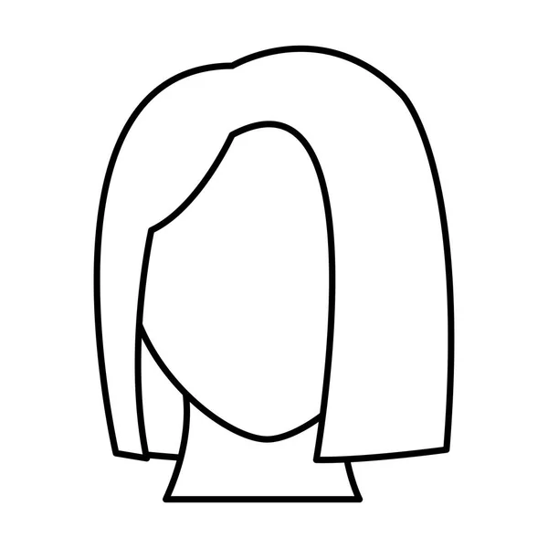Línea avatar mujer cabeza con la cara por defecto — Vector de stock