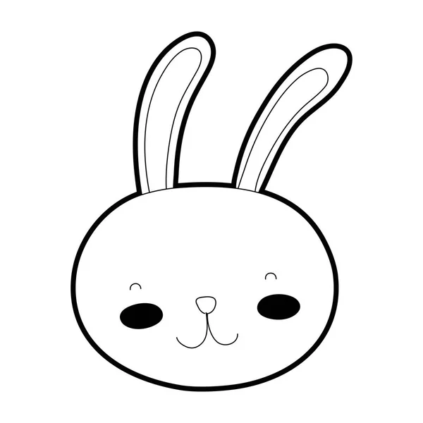 Outline happy rabbit head animal cartoon — Stock Vector