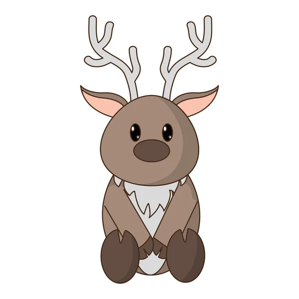 Reindeer cute wild animal character — Stock Vector