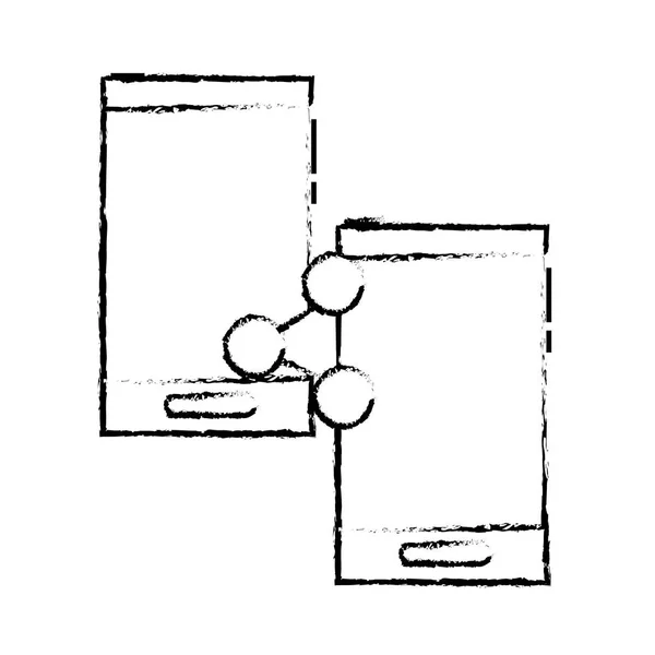Grunge smartphone technologie s sociální sdílení připojení — Stockový vektor