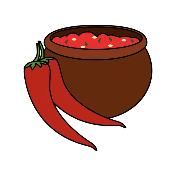 Salsa Pimienta Comida Mexicana Cocina Tradicional Tema Diseño Aislado Ilustración — Vector de stock