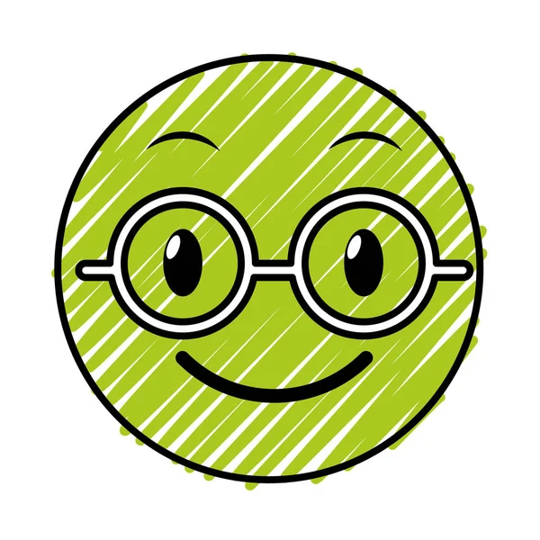 Doodle nerd visage geste expression emoji — Image vectorielle
