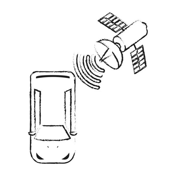 Grunge automobilové dopravy se satelitem, wifi — Stockový vektor