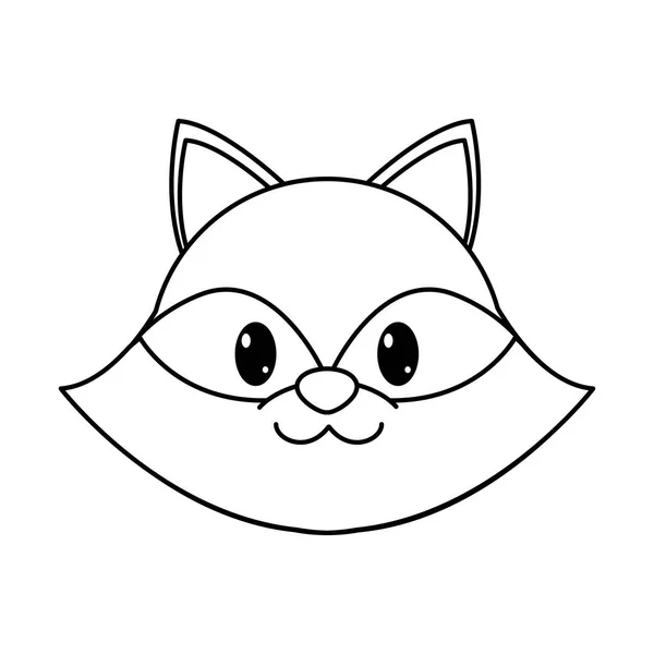 Line raccoon head cute animal character — Stock Vector