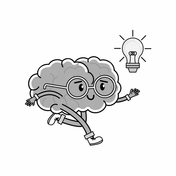 Caricatura Cerebral Del Tema Salud Mental Diseño Aislado Ilustración Vectorial — Archivo Imágenes Vectoriales