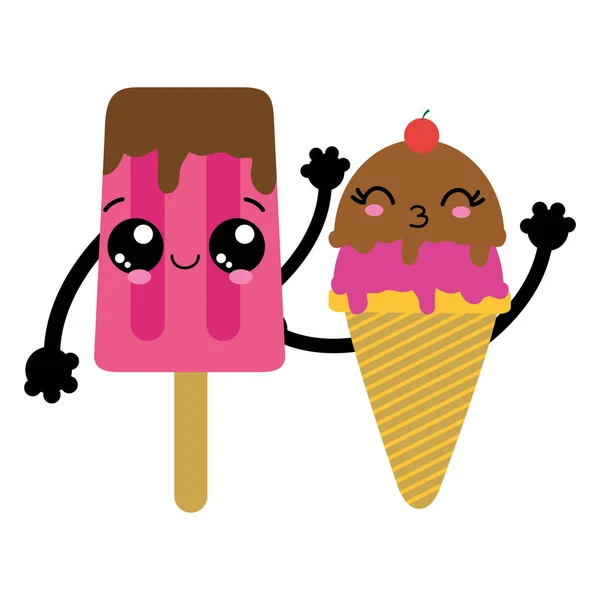 Helado Dulce Postre Tema Alimentos Diseño Aislado Ilustración Vectorial — Vector de stock