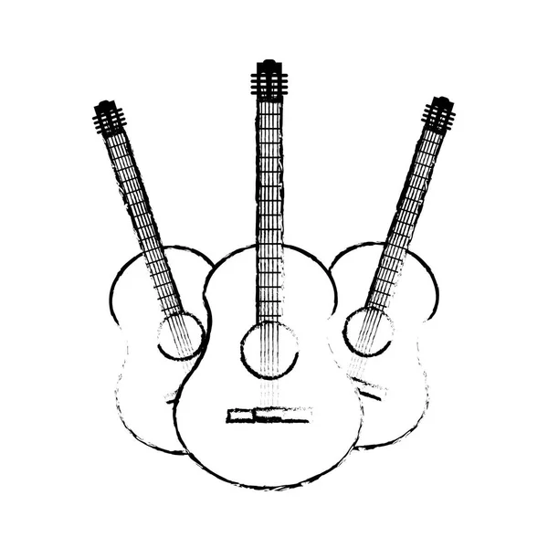 Kytara Nástroj Hudba Zvuk Téma Izolované Design Vektorové Ilustrace — Stockový vektor