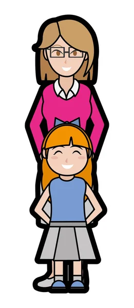 Mädchen und Mutter Cartoon-Design — Stockvektor