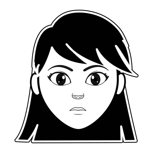 Silueta avatar mujer cabeza con diseño de peinado — Vector de stock