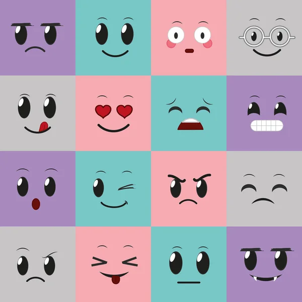 Diseño de emoticones en redes sociales — Vector de stock