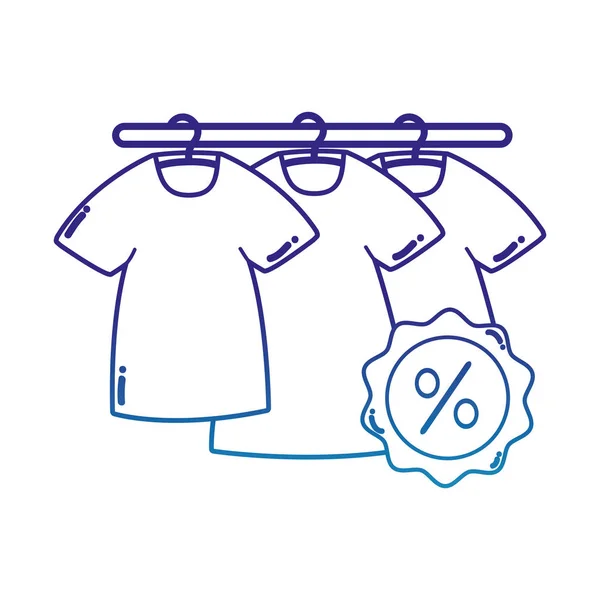 Línea degradada camisetas ropa compras con porcentaje de etiqueta — Archivo Imágenes Vectoriales