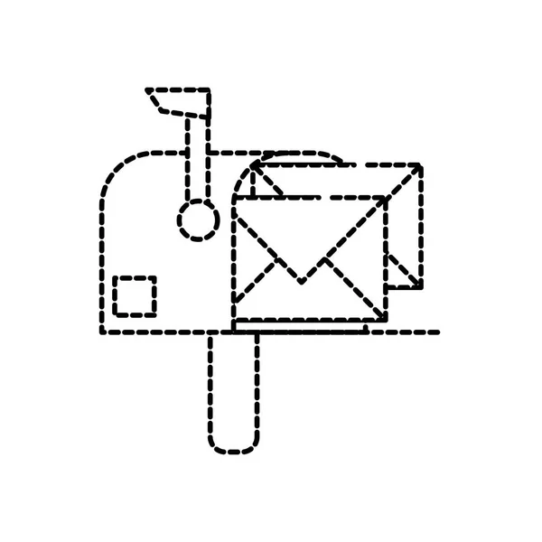 Forma pontilhada caixa de correio correspondência com mensagem de carta postal —  Vetores de Stock