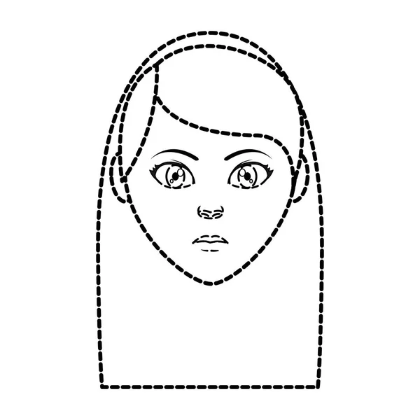 Пунктирная форма женщина голова пользователя с выражением лица — стоковый вектор
